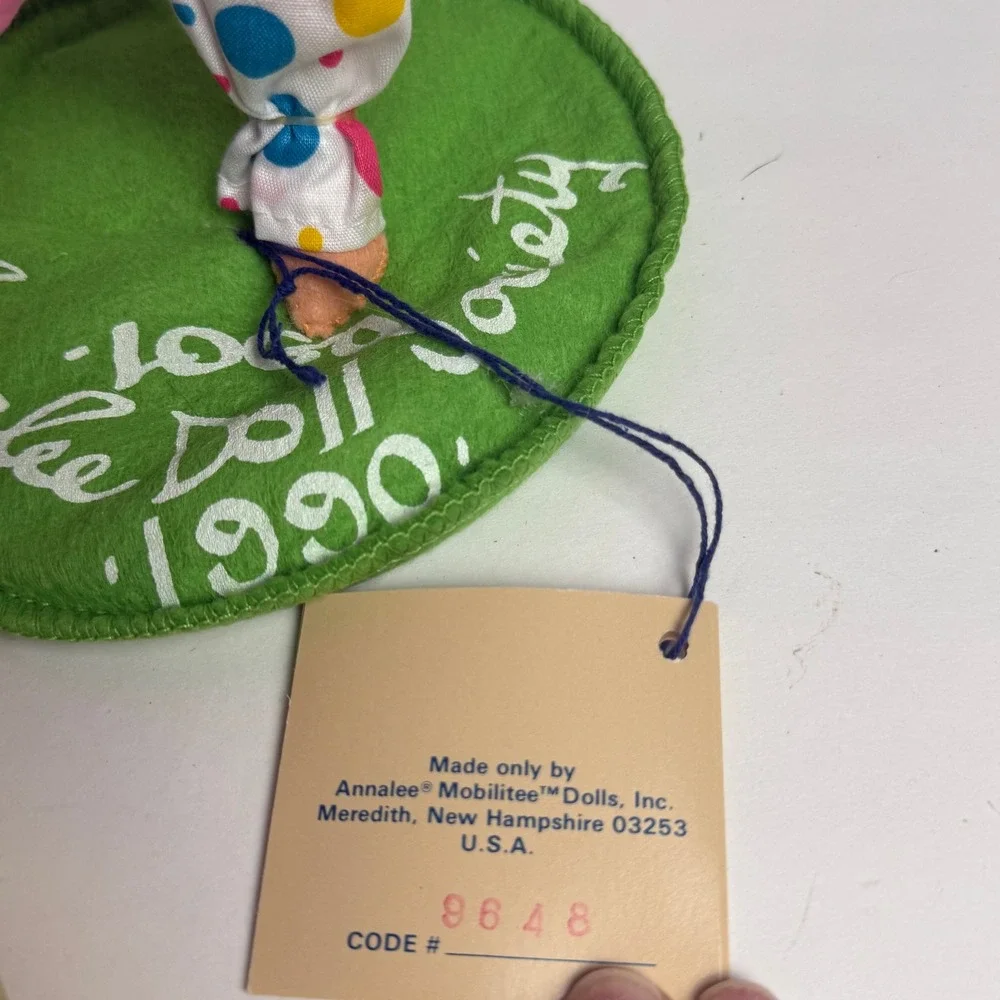1990 Annalee‎ Doll Society Clown Doll Polka Dot PS I Love You Balloon